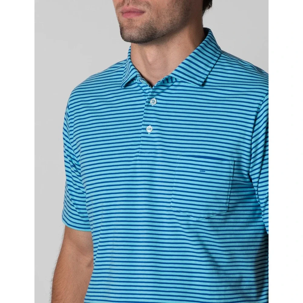 RARE B. Draddy Tommy Polo Size L Stripe Pima Cotton The Ocean Course Kiawah Logo - Picture 2 of 8